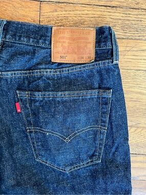Levi's Dark Blue Straight Leg Jeans with Leather Patch